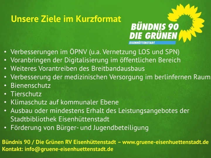 Unsere Ziele in Kurzform